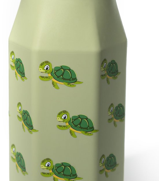 Mabebi - Drinkfles met kliksysteem 350 ml - Lekvrije drinkfles voor kinderen - Waterfles voor onderweg - Siliconen drinkfles met rietje - Schoolbeker - Schildpad Groen van Mabebi — afbeelding 4