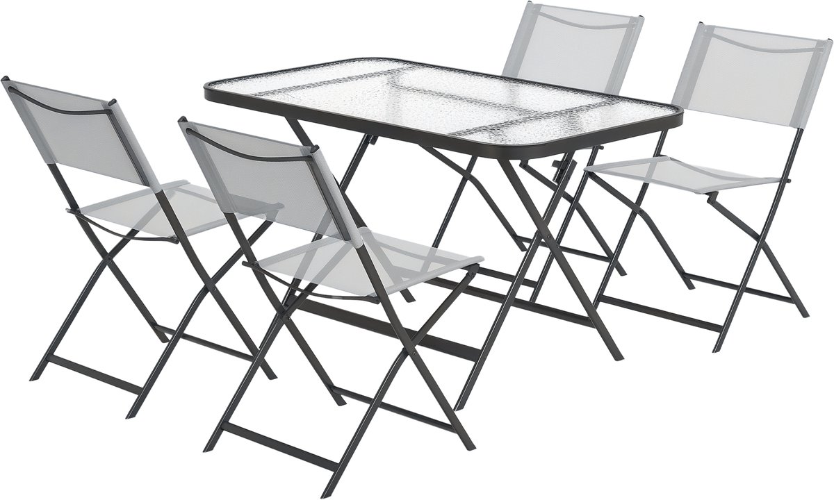 Outsunny-Patio Eetset-Metaal-120x70x70cm-Grijs