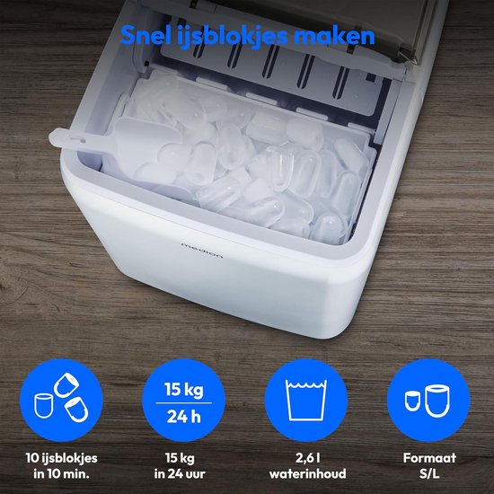 EUHOMY IJsblokjesmachine, 12 kg in 24 uur, 9 ijsblokjes in 8 minuten, zwart, krachtige ijsblokjesmachine met draaggreep, lepel, voor thuis/keuken/camping