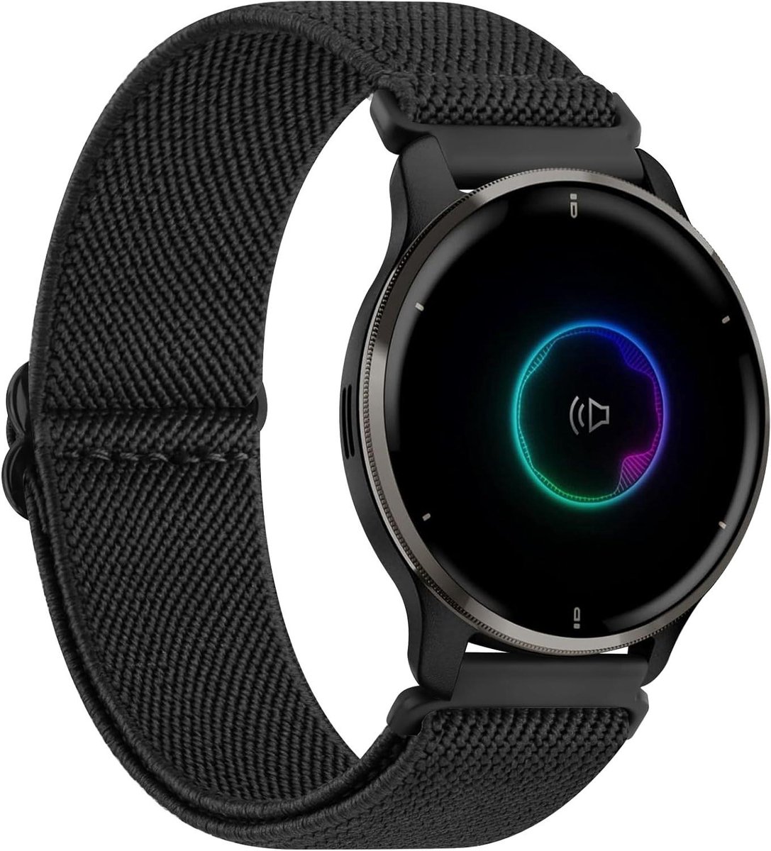 Allecto Plus - Elastische reservearmband (20 mm) voor Garmin Venu/Venu 2 Plus/Sq - Unisex magnetische armband met zoekwoorden Damen - Herren - Muziek.