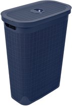 Panier à linge « Hessian » - 40 litres - Boîte à linge avec couvercle - Bleu foncé