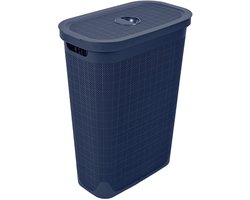 Wasmand 'Hessian' - Deksel - 40 Liter - box - Donkerblauw - Ventilerend