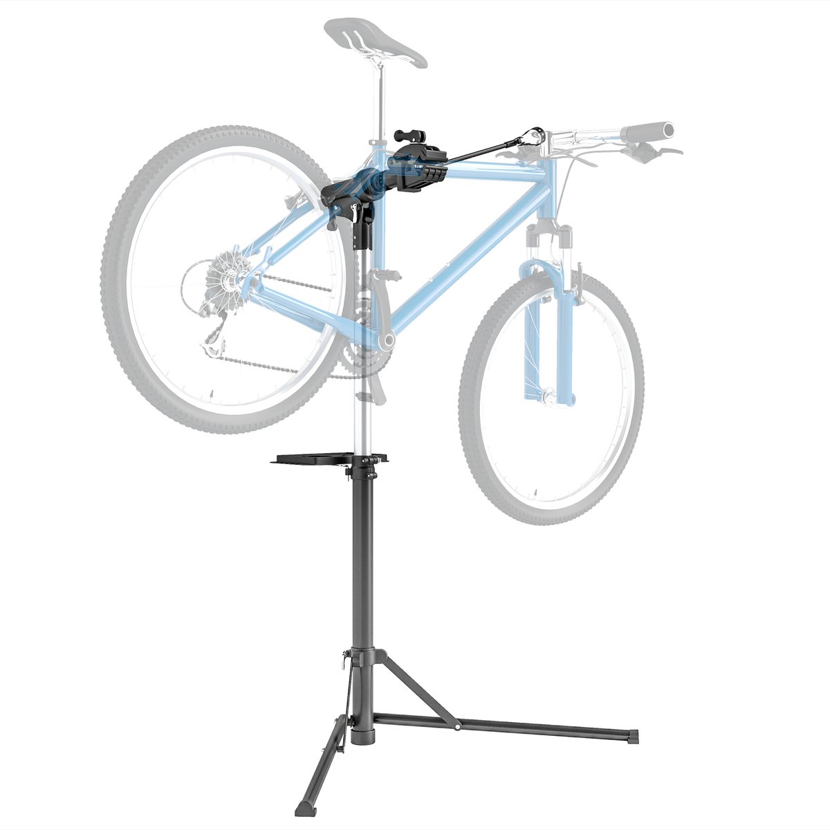 HOMCOM-Metall, Aluminium-Schwarz-82L x 106B x 107-160H cm-Fahrradmontageständer