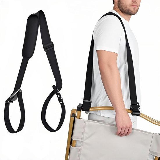 Foto: 1 stuk verstelbare strandstoel riemen opvouwbare strandstoel riemen multifunctionele draagriemen voor kamperen en buitenactiviteiten zwart 