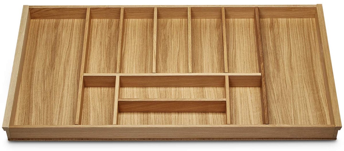 EIK Bestekinzet voor 100 mm lade bijv. Nobilia vanaf 2013 (473 x 897 mm) Houten lade-inzet met 11 vakken ORGA-BOX III