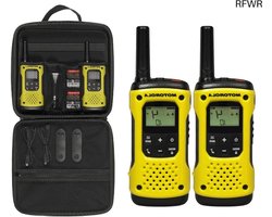 RFWR® Weerbestendige PMR radio's tot 10 km bereik (IP67), 2 stuks, Zwart en Geel, 17.8 x 3.8 x 6.2 cm