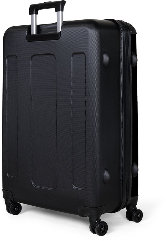 NoBoringSuitcases.com® - Grande valise - Valise de voyage légère - Fond noir avec fleur d'hibiscus verte - Trolley 4 roues - Grand trolley XL - 98 litres de bagages