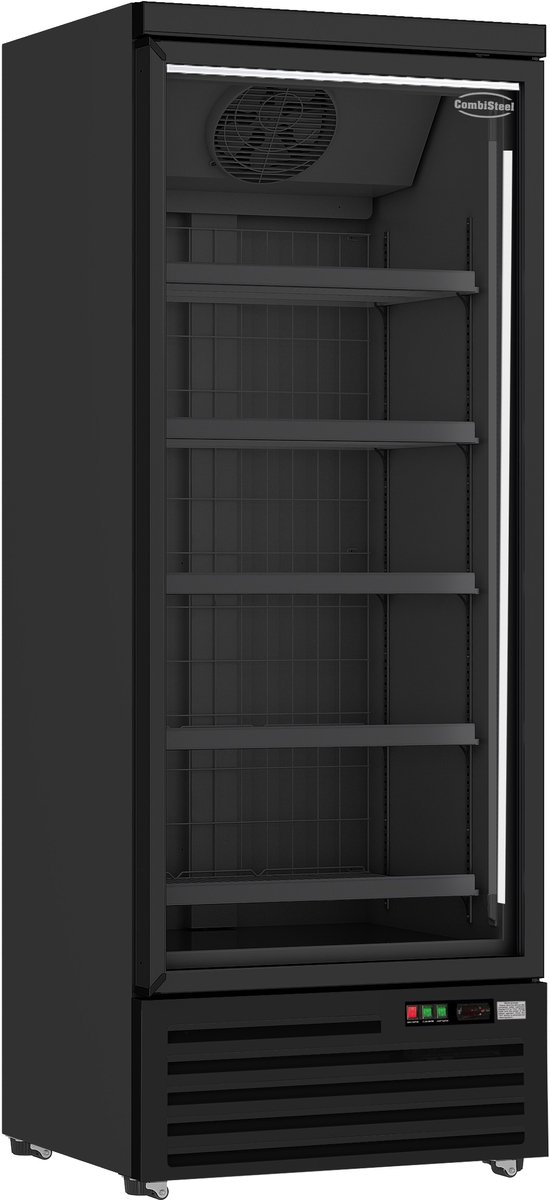 Combisteel Vrieskast - 600L - Zwart - Glasdeur - Geforceerd - Wielen - 750x710x1997mm