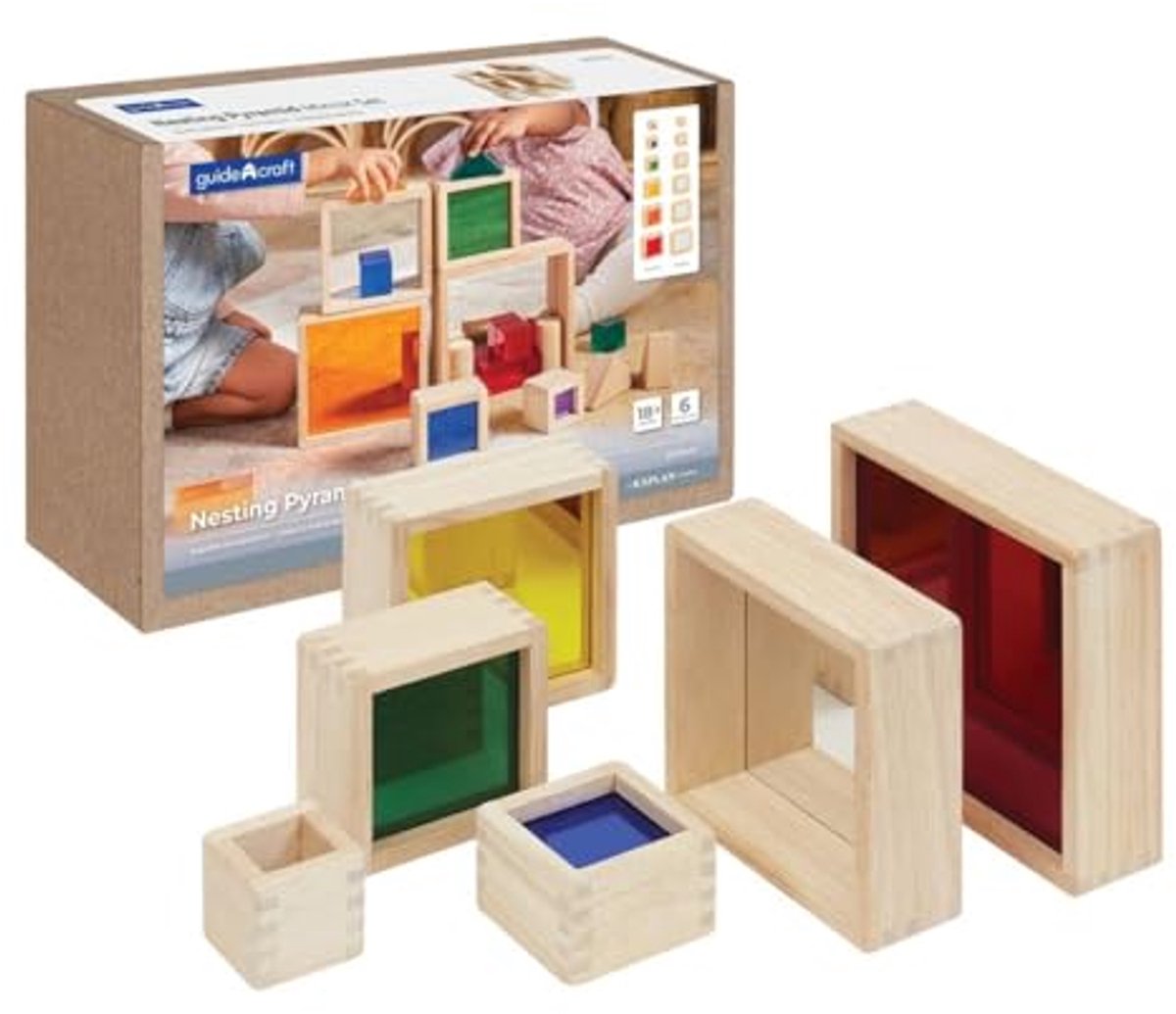 Guidecraft educatief speelgoed Nesting Pyramid Mirror Set - kleurrijk.