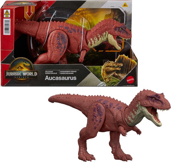 Figurine articulée Mattel Jurassic World Rebirth avec son Wild Roar Aucasaurus 12 cm