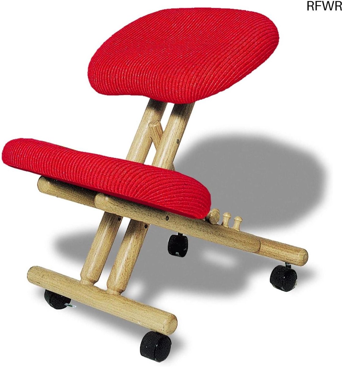 RFWR® Ergonomische Natuurstoel met Rood Zitvlak voor Comfort en Ondersteuning