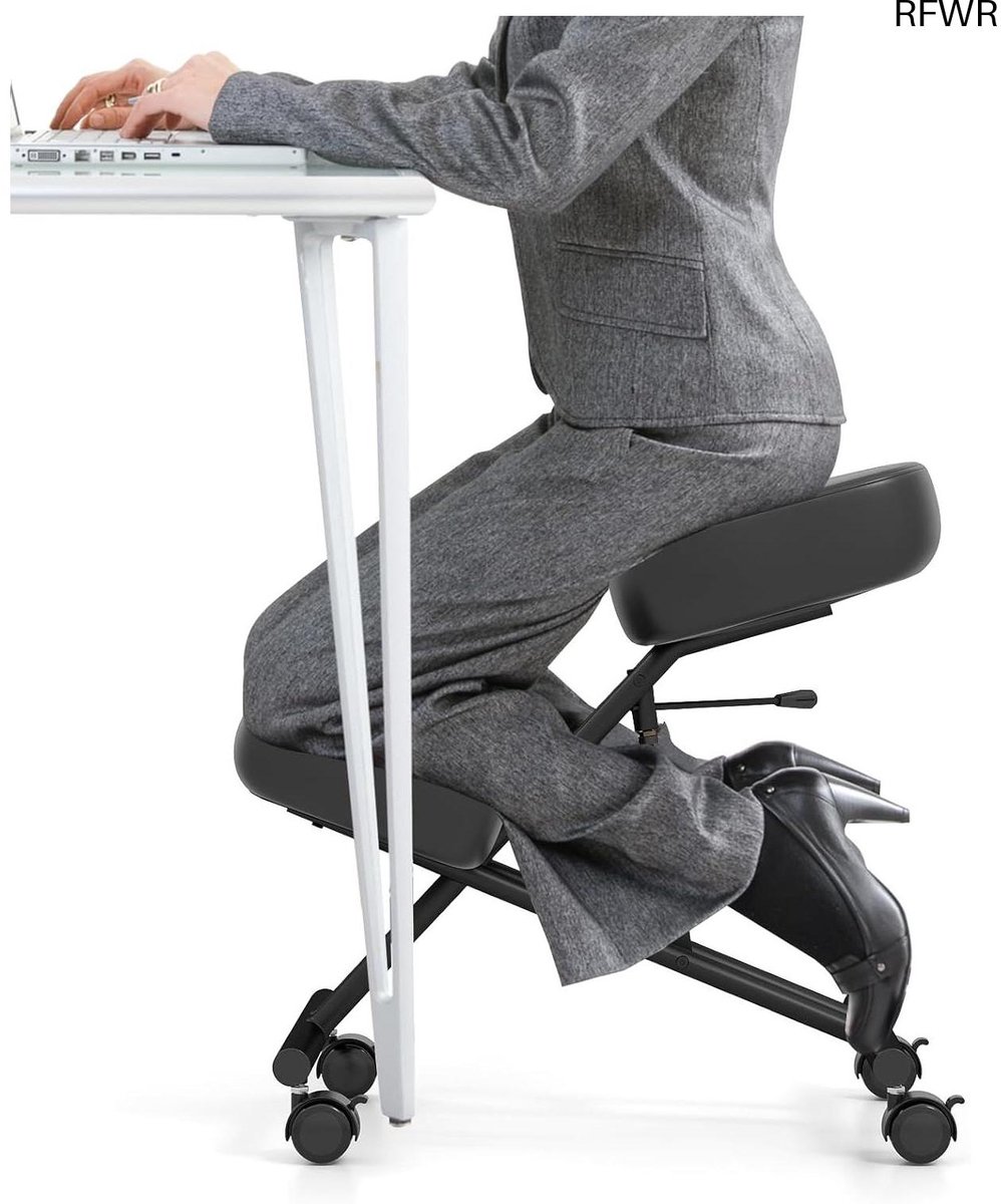 RFWR® Ergonomische Kniestoel met Verstelbare Hoogte en 4 Wielen voor Kantoor en Thuis