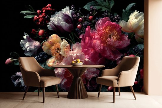 Vliesbehang Fotobehang - Eternal Bloom Symphony - 250x50 centimeter