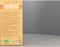 Zijkant van de Pukka Three Ginger verpakking met bereidingsinstructies en logo's.