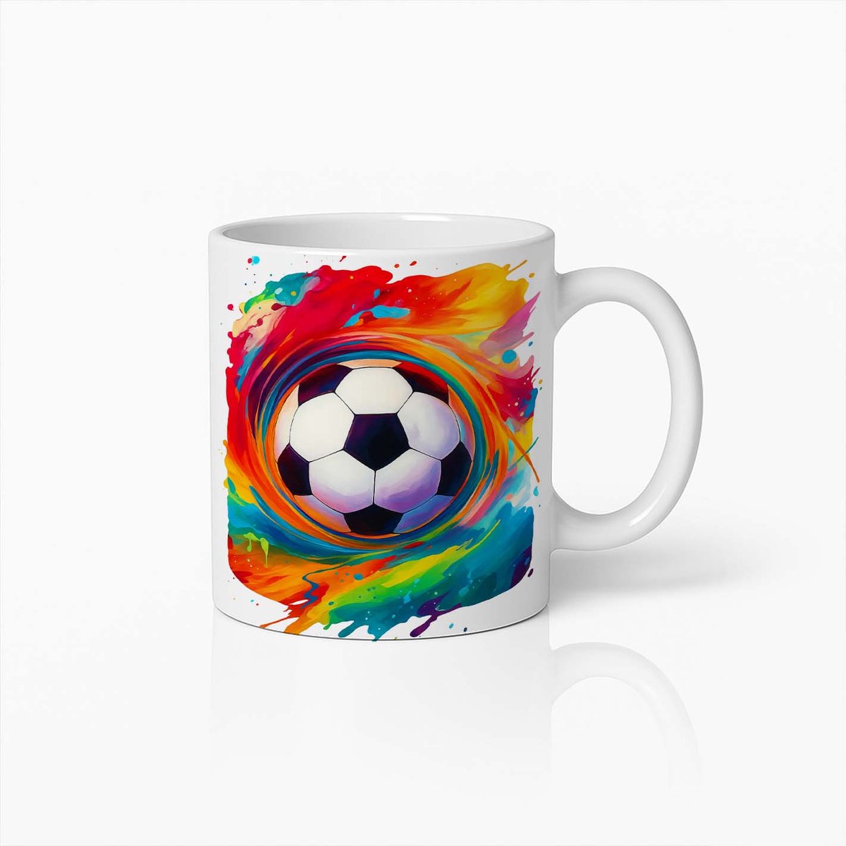 Kleurrijke Voetbal Mok – Levendige Voetbalfan Koffiebeker