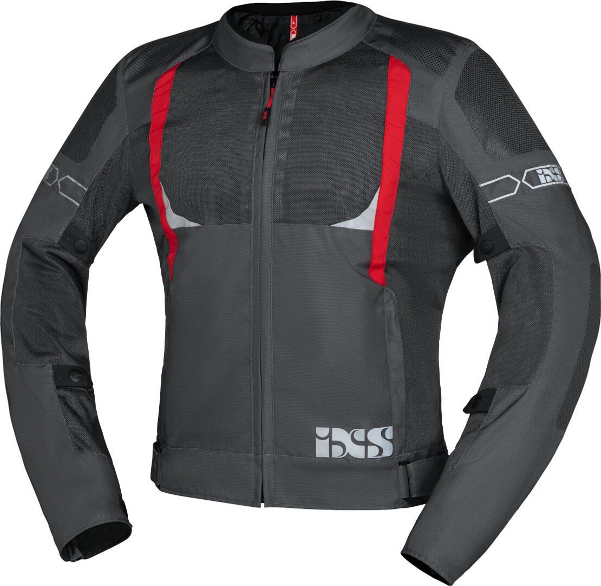 IXS Trigonis-Air Grijs Rood Textiele Motorjas - Jas