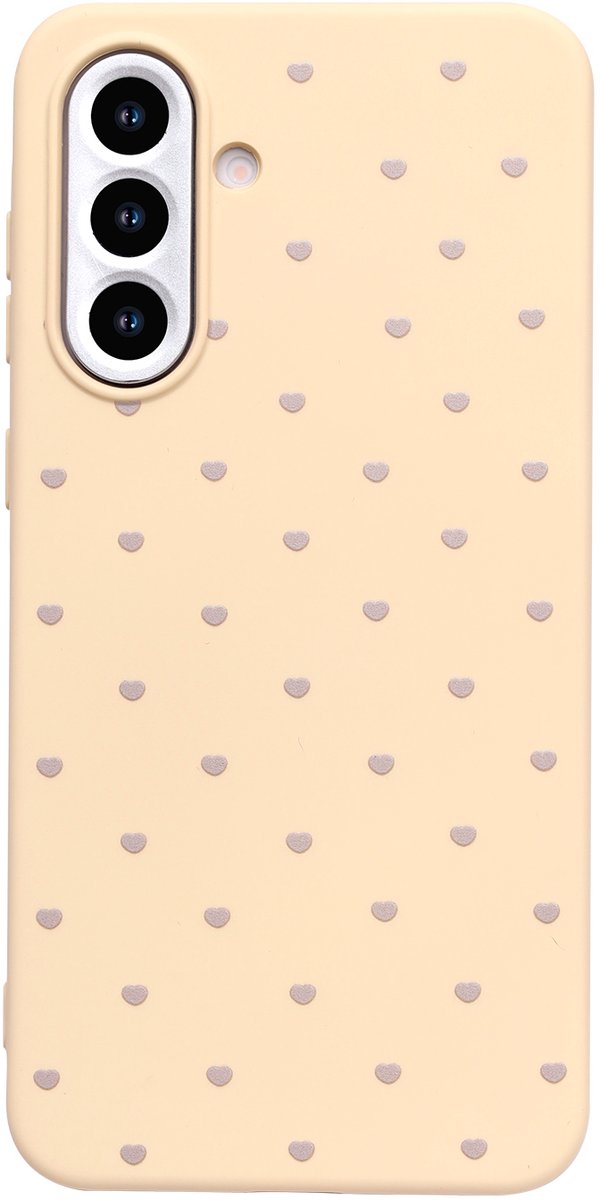 Hoesje Geschikt voor Samsung Galaxy A26 - Geel - Casemania Stevige Siliconen Back Cover met Hartjes Print