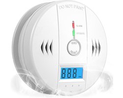 Koolmonoxidemelder Met Display - Werkt Op Batterijen - Co-Melder - Met Digitaal Led-Display - Met Kunstmatig Alarmgeluid En Testknop - Draadloos - Geschikt Voor Thuis, Restaurant, Hotel, Kantoor - Voldoet Aan Europese Norm