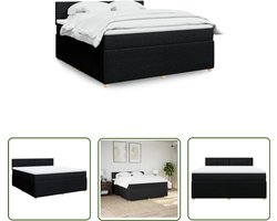 vidaXL Matras - Boxspring - Boxspring met matras stof zwart 180x200 cm - Slaapcomfort - Pocketvering - Frame