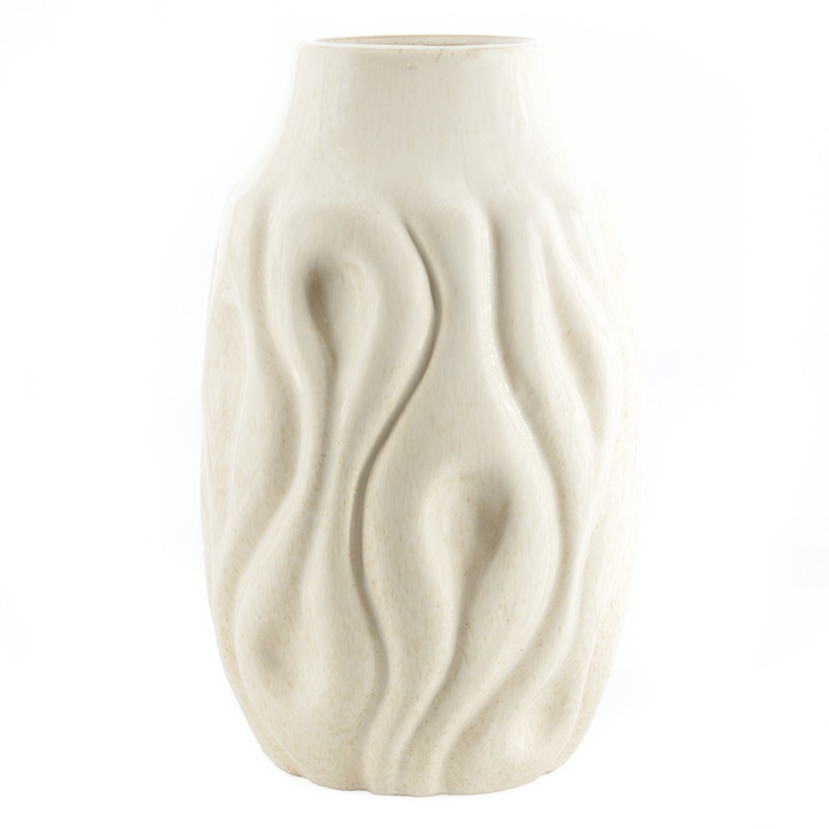 homebound by ky Aardewerk vaas waves beige | bloemenvaas Off-white