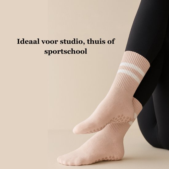 Pilates sokken - Anti Slip Sokken - Yoga Sokken - Set van 3 Stuks Sport sokken - One Size Fits All - Dames Sokken - Zwart -Wit -Roze van Merkloos — afbeelding 4