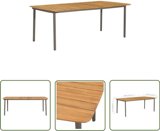 Teakhouten tuintafel massief teak 260cm x 100cm bladdikte 3cm - Stoks