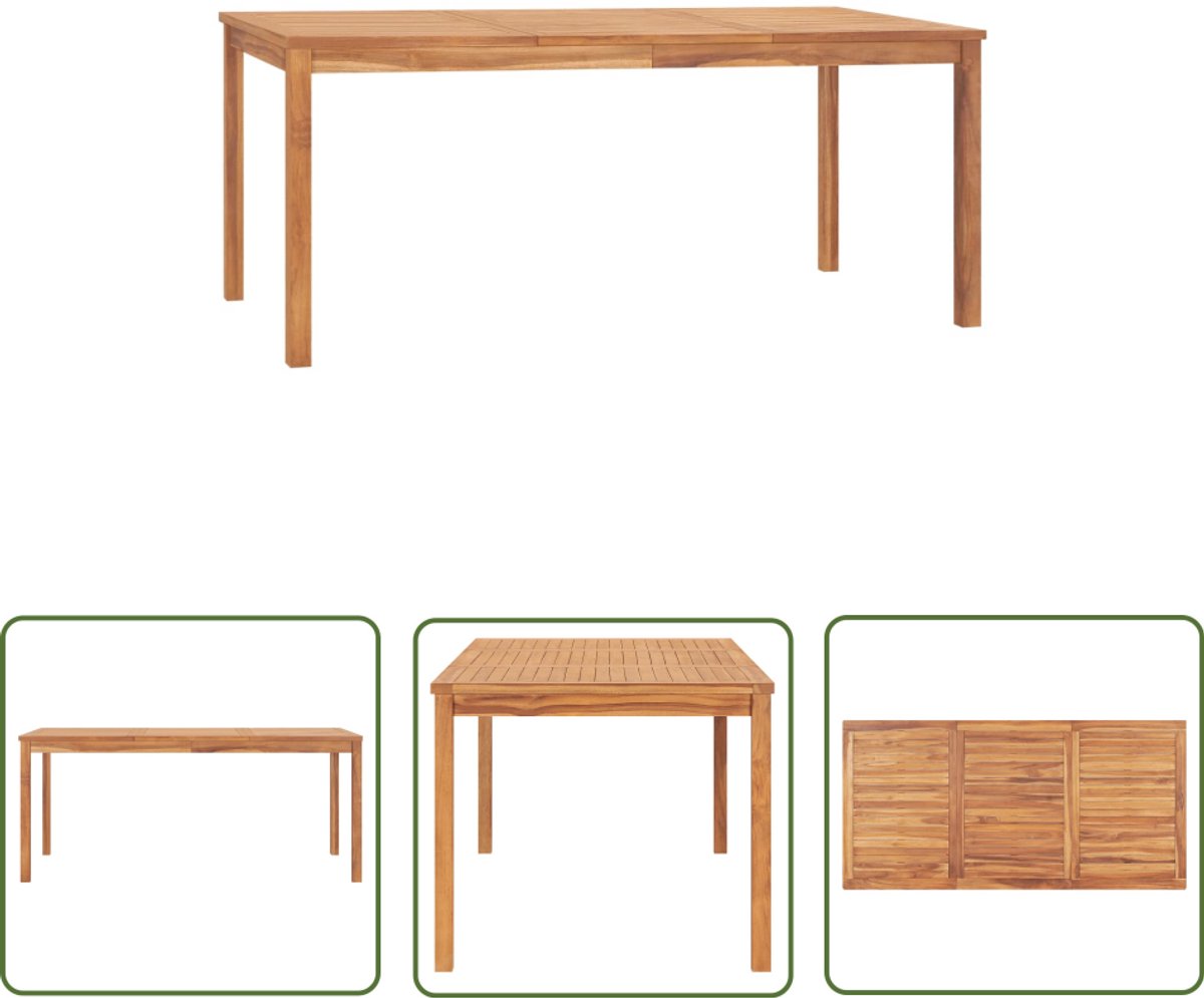 vidaXL Teak Tafel - Tuinstoel - Tuintafel 180x90x77 cm massief teakhout - Tuintafels - Outdoor Furniture - Eetkamertafel