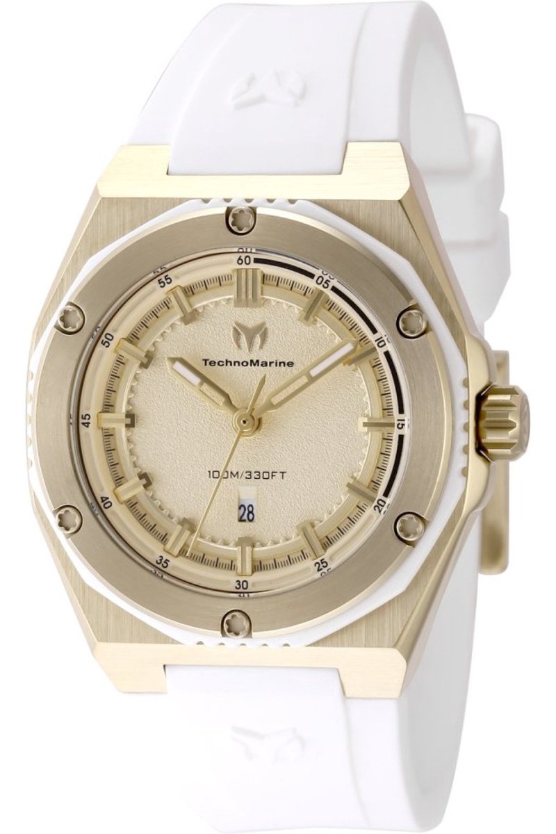 TechnoMarine CORAL - Legacy TM-416080 Dames Horloge - Waterdicht - Analoog - Quartz Uurwerk - Roestvrij Staal met gouden Wijzerplaat - 36mm