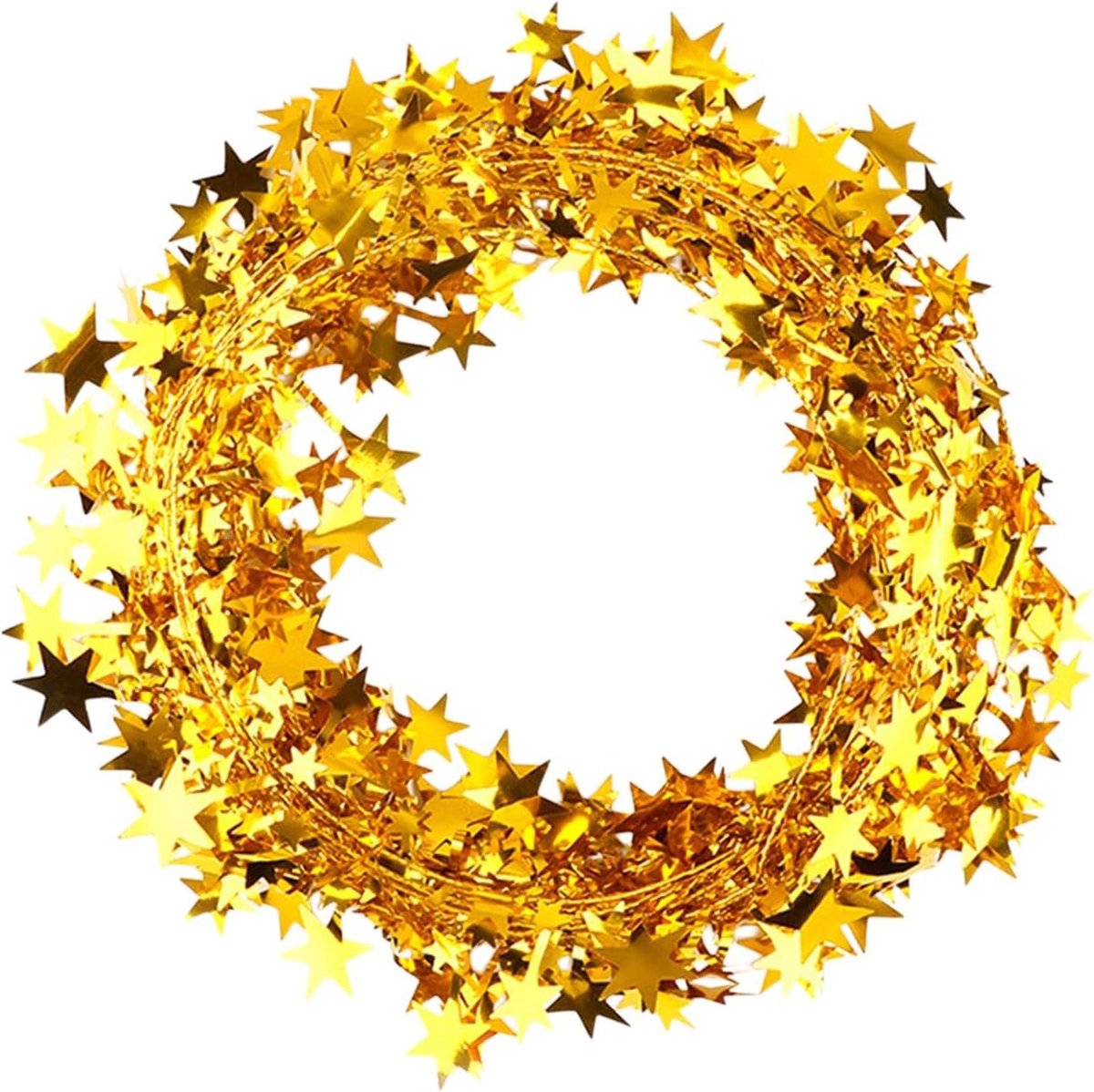 Folie-sterslinger - 7,5 meter folie - ster - lametta - glitter - sterdraad - voor feest - Kerstmis - carnaval - feestdecoratie (goud)