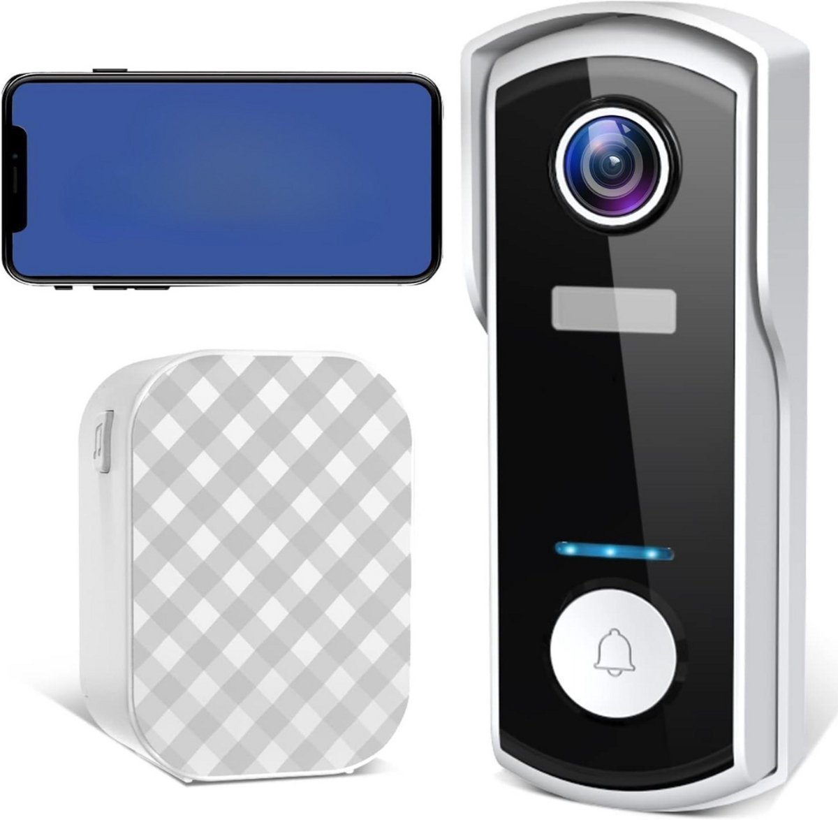 Lexium Video deurbel zonder abonnement - Deurbel met camera - Draadloze video deurbel - Beveiliging woning - Deurbel met app - Slimme deurbel - Geen maandelijkse kosten - Beveiligingscamera - WiFi deurbel - Voor smartphone en tablet
