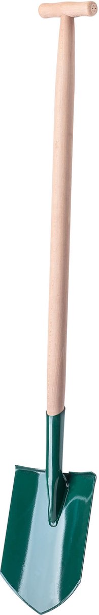KADAX Schep, tuinspade voor harde en zachte vloeren, tuinschep met treprand, grafschep met houten steel, grafschep metalen blad (spits, T-greep)