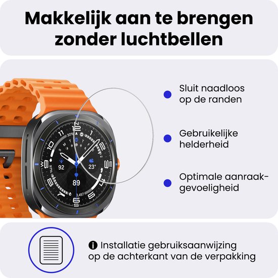 Screenprotector - 2 Stuks - Geschikt voor Samsung Galaxy Watch Ultra - Sterk & Shockproof - Tempered Glass - Gehard Glas - Beschermglas Screen Cover - Bescherm Protector voor Smartwatch