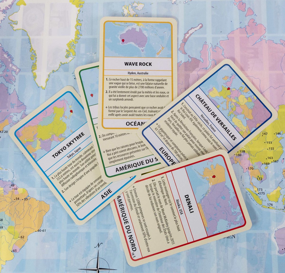 Tactic Wonderen van de Wereld – Educatief spel – Leer de wereldwonderen – 195 Kaarten – 6 Speelborden met werelddelen — afbeelding 11