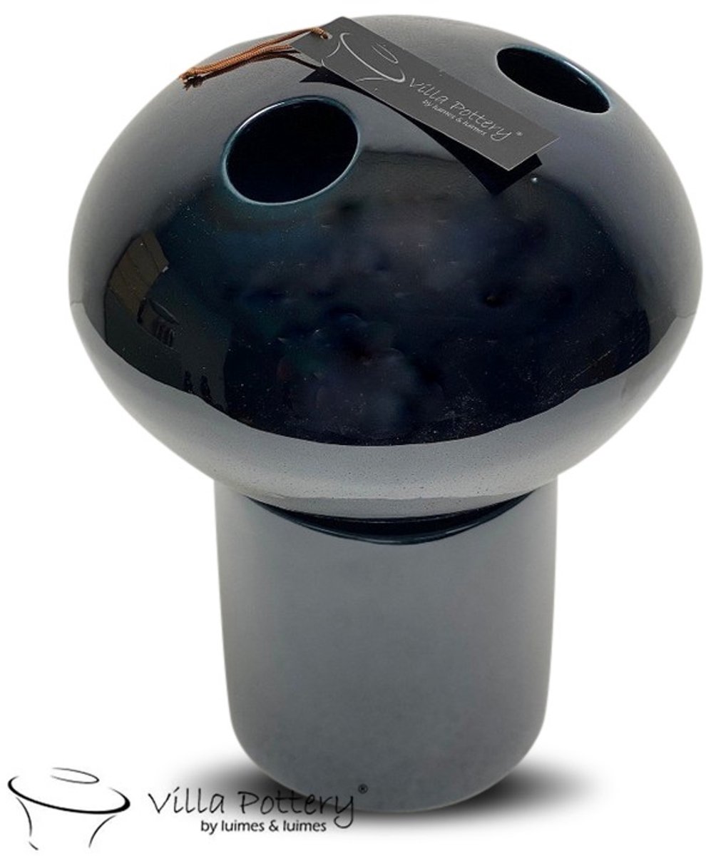 Villa Pottery Marrakech Vaas Blauw Zwart D22 x