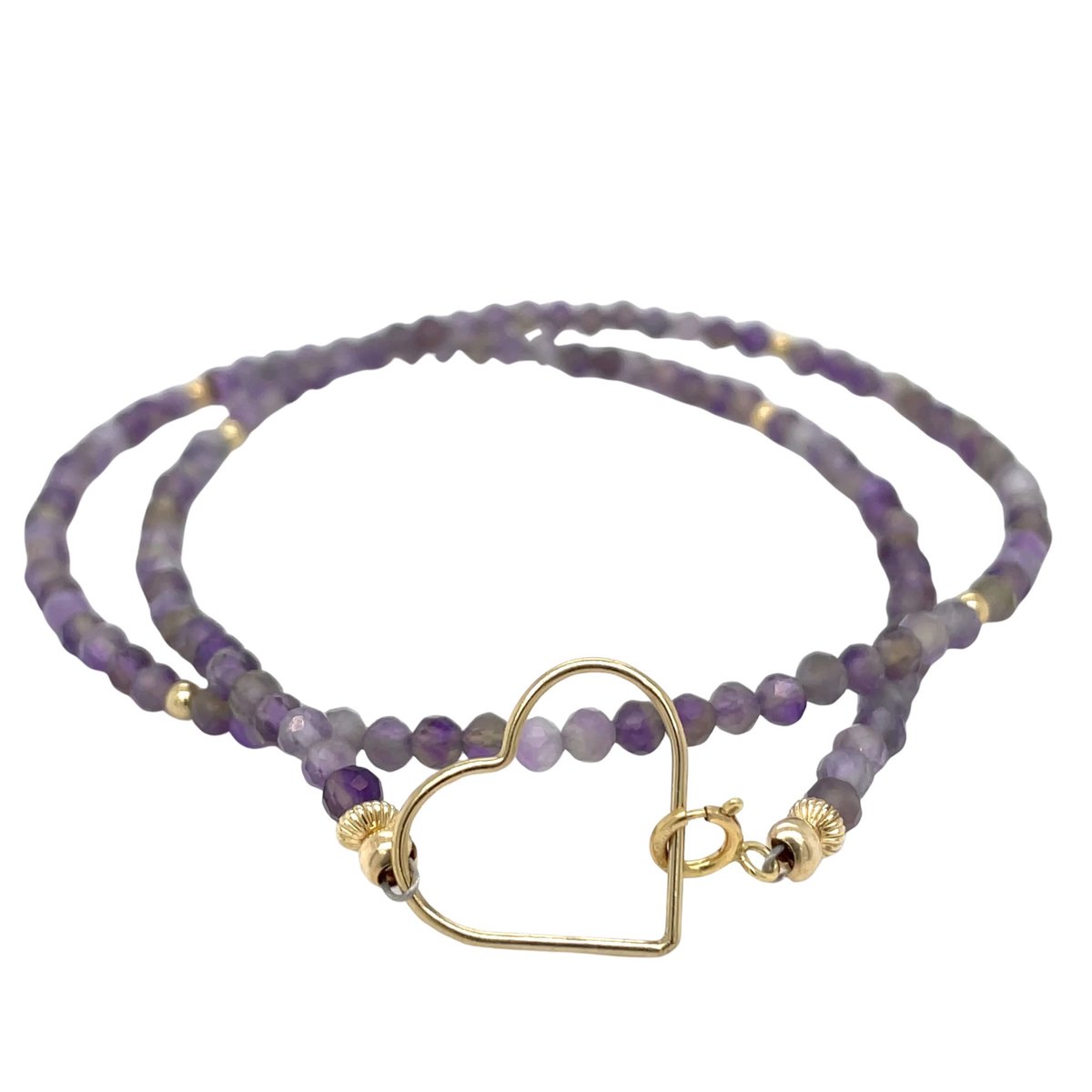 pat's jewels Ketting - Dames Ketting - Edelsteen - Amethist - Geboortesteen - Paars - Goud - Hart