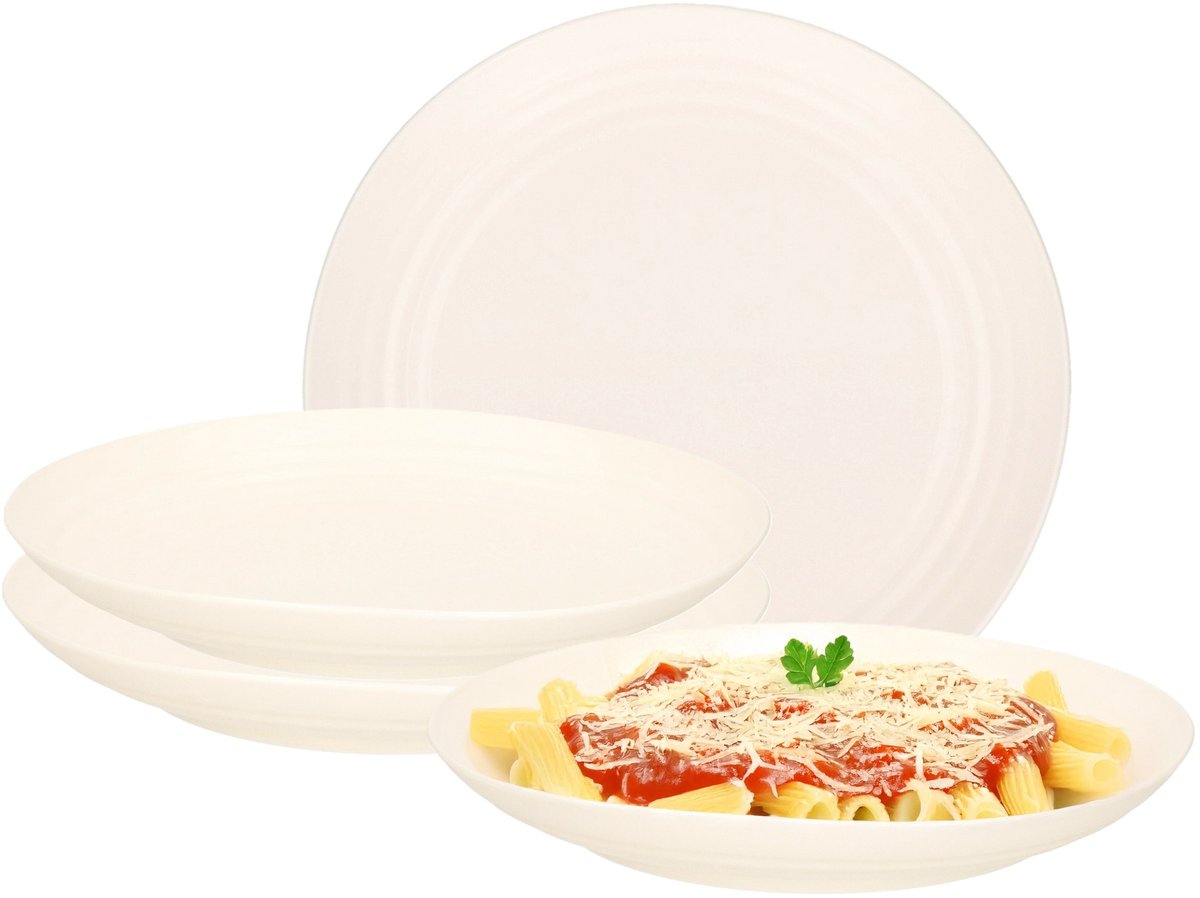 PlasticForte Rond bord/camping bord - 12x - D22 cm - ivoor wit - kunststof