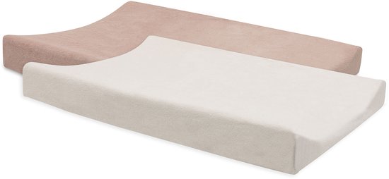 Jollein Aankleedkussenhoes - 50x70cm - Badstof - Wild Rose/Ivory - 2 stuk