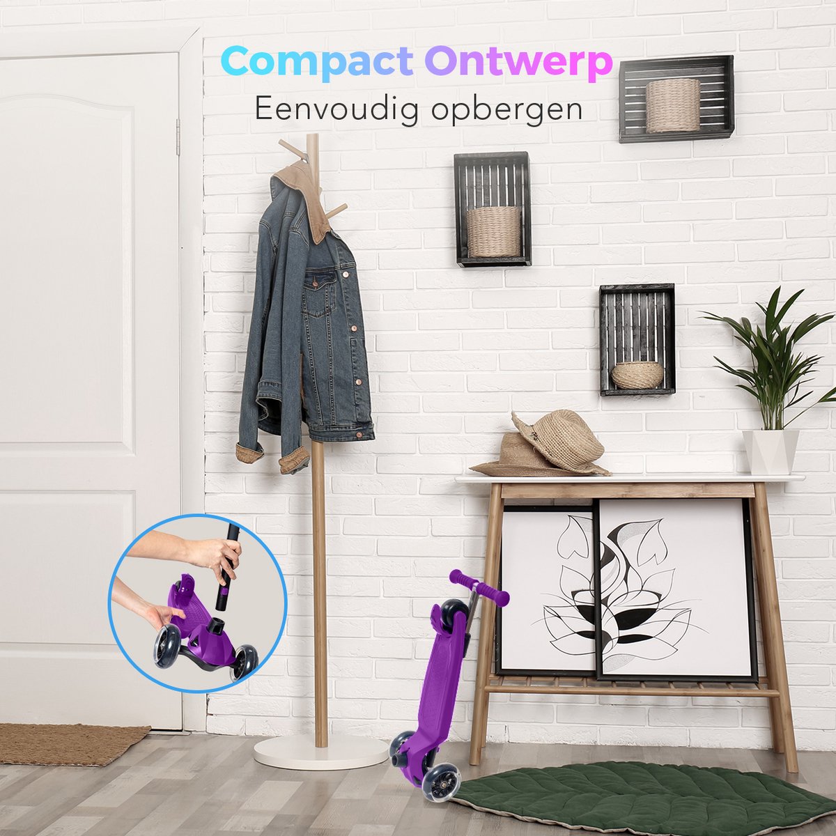 LifeGoods Kinderstep - Step 5-8 Jaar - 3 Lichtgevende LED Wielen - Hoogte Verstelbaar - Jongens/Meisjes - Paars — afbeelding 9