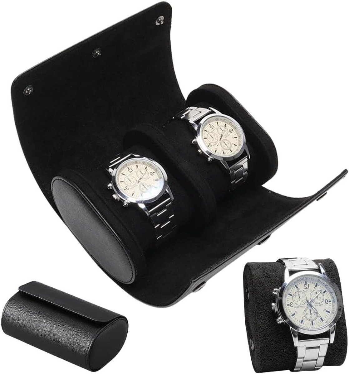 ByShane - Draagbare 2-Sleuf Horlogedoos voor Reisopslag - Retro Horloge-etui - Opbergdoos voor Heren en Dames