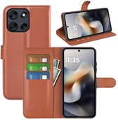 MobyDefend Hoesje - Geschikt voor Motorola Moto G56 - Kunstleren Wallet Book Case (Sluiting Voorkant) - Bruin
