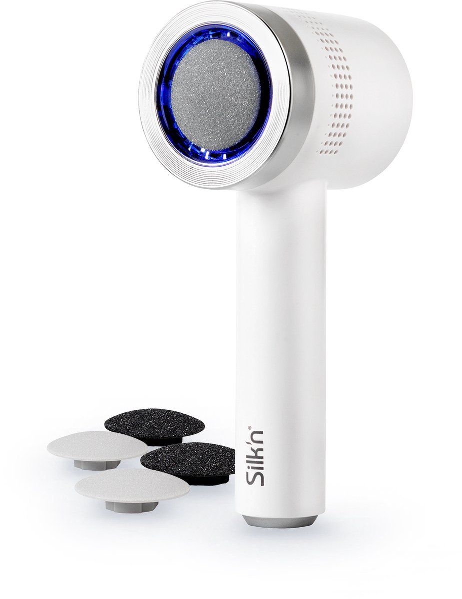 Silk'n Elektrische eeltverwijderaar met extra refill set met 2 slijpschijven - Ingebouwd vacuümsysteem - Herlaadbare Pedicureset - Vacupedi - Wit