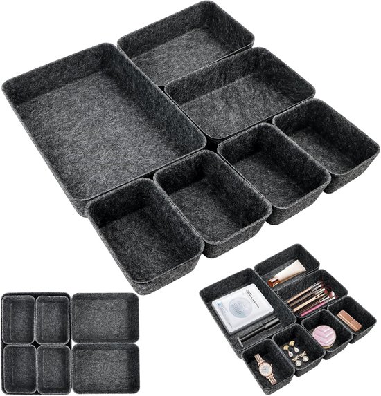 Rainsworth Lade-organizer van hout, set met 4 opbergvakken voor badkamerladen, ideaal voor het ordenen van make-up, ruimtebesparend, organizer voor keuken, badkamer en kantoor