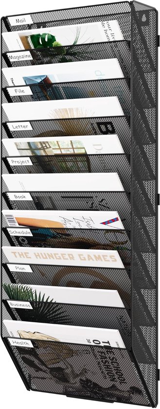 Organiseur mural en métal Ibenzoa® avec 10 compartiments pour documents et magazines dans un design en maille moderne