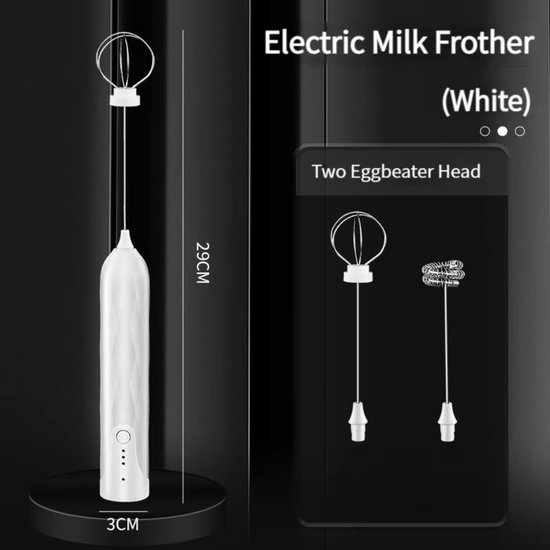 HYTTER Mousseur à Lait Électrique Portable USB – 3 Vitesses, 2 Fouets, Pour Cappuccino, Latte, Chocolat Chaud & Œufs