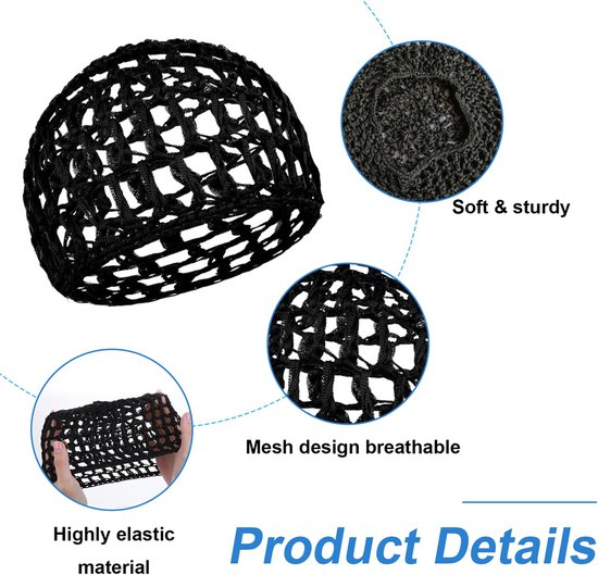 Lot De 2 Filets à Filets à Cheveux Noirs Pour Dormir Et Travailler – Bonnet Respirant