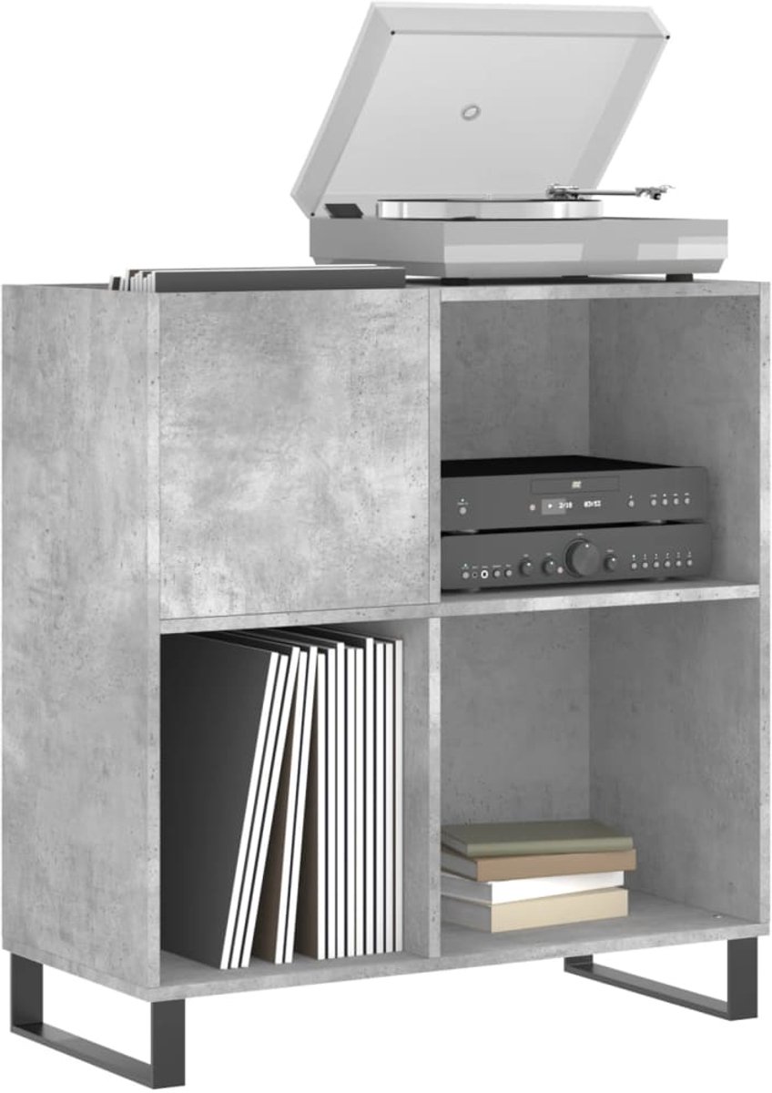 Platenspelermeubel - LP-kast - Platenspelerkast - Draaitafelstandaard - Platenspelerstandaard - Vintage Displayplank - Betongrijs
