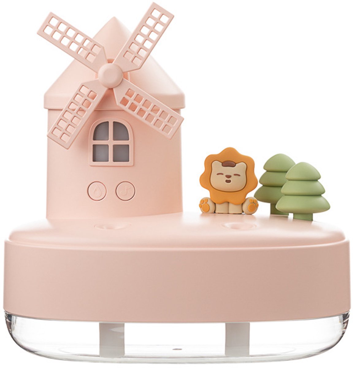 Windmolen Muziekdoos Luchtbevochtiger USB Leuke Mini Huisdier Dubbele Spray - Roze