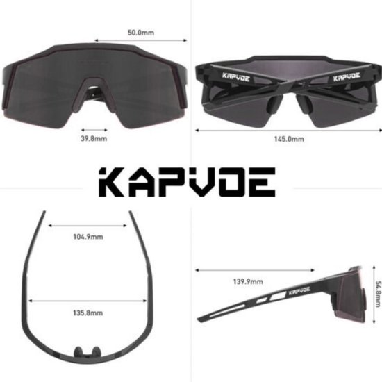 KAPVOE Sport Zonnebril - COMPLETE SET - 4 GLAZEN - Fietsbril - Sportbril - Mountainbike - Wielren - Ski - Wintersport - Polariserend - UV 400 - Nachtbril - Hoesje -Brillenkoker - Wit Transparant - apres ski van Kapvoe — afbeelding 5