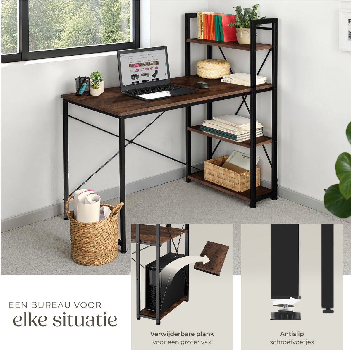 Tectake tectake Bureau met Kast - afbeelding 2