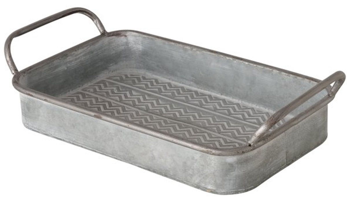 Gunda – Zinken Dienblad met Golfmotief en Handvatten – 38 x 22 cm